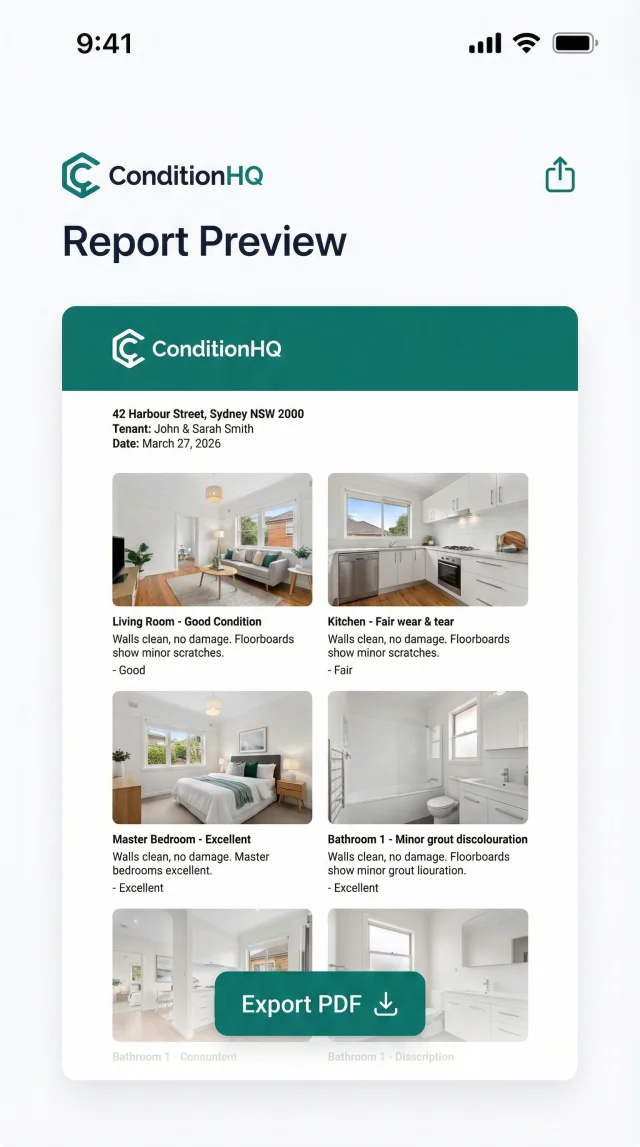 ConditionHQ report preview screen